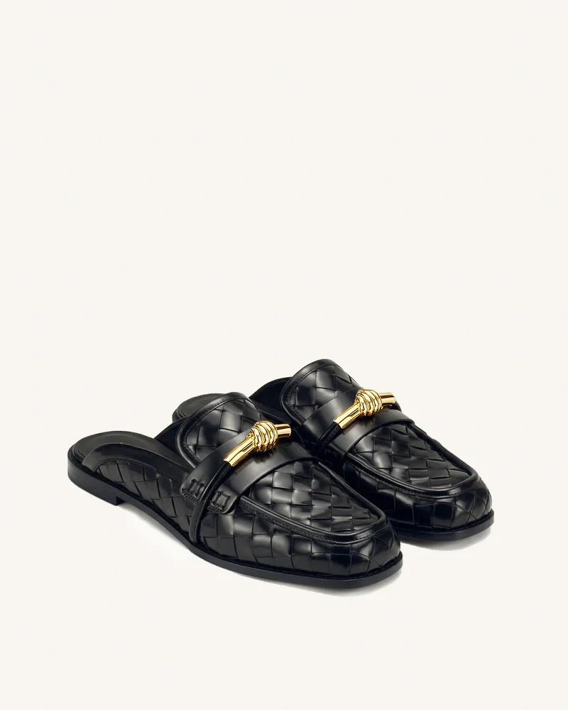 Elowen Geflochtene Horsebit-Mule-Loafer - Schwarz