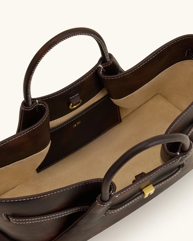 Maeve Tote Bag mit Dackel-Metallanhänger - Dunkles Kaffeebraun