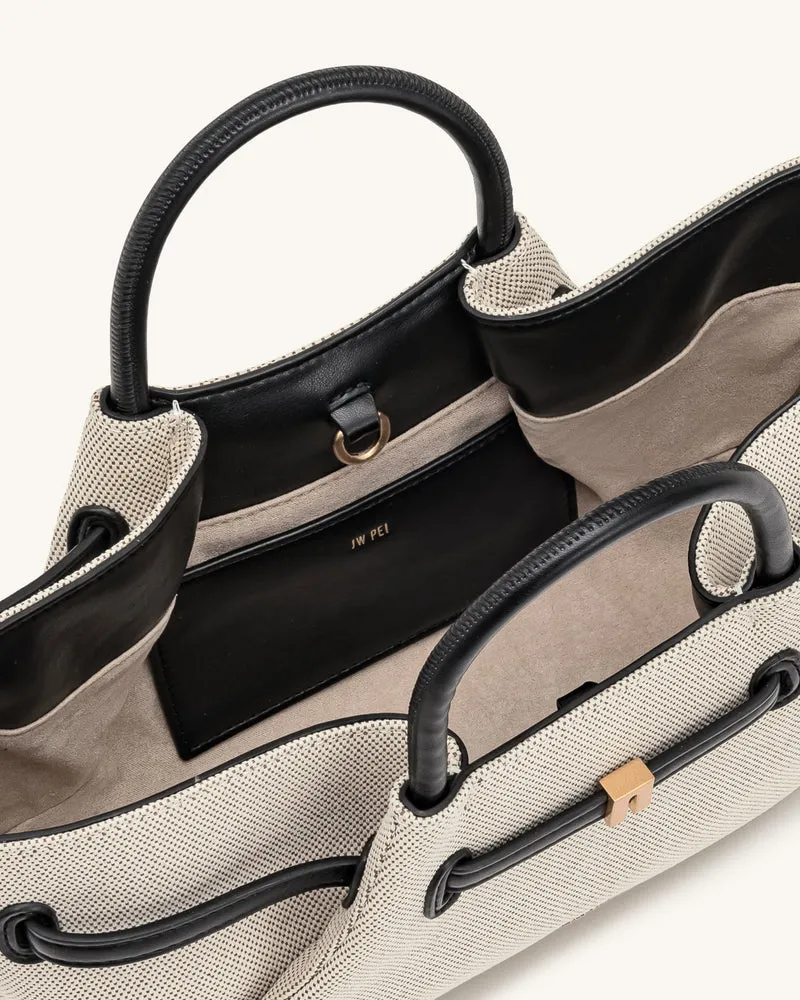 Maeve Tote Bag mit Dackel-Metallanhänger - Schwarzes Canvas