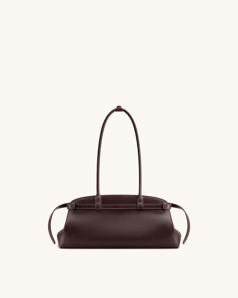 Arden East-West Schultertasche mit Gürteldetail - Dunkelbraun