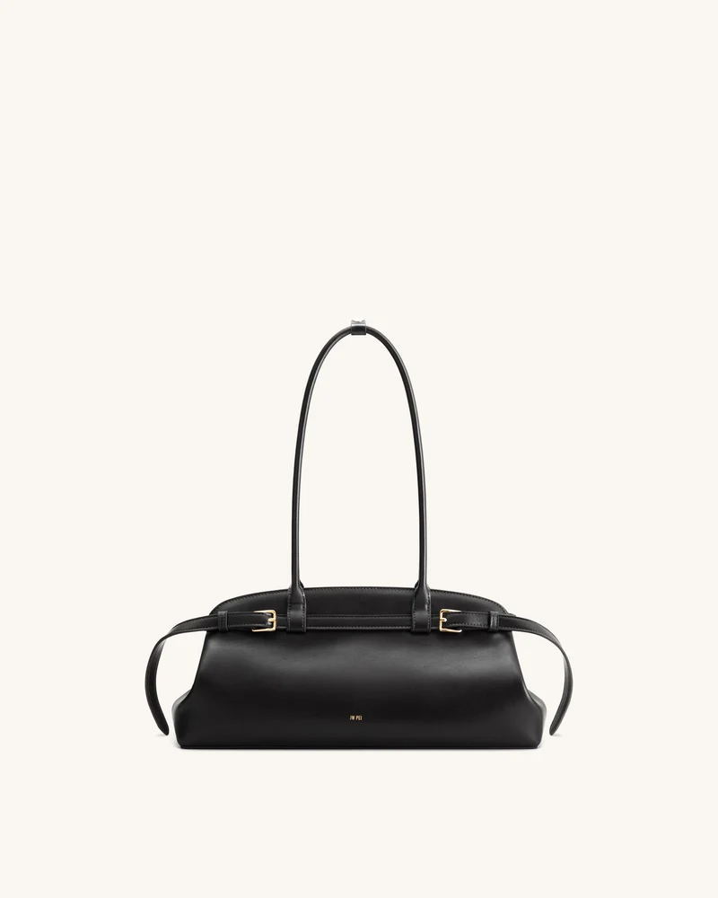 Arden East-West Schultertasche mit Gürteldetail - Schwarz