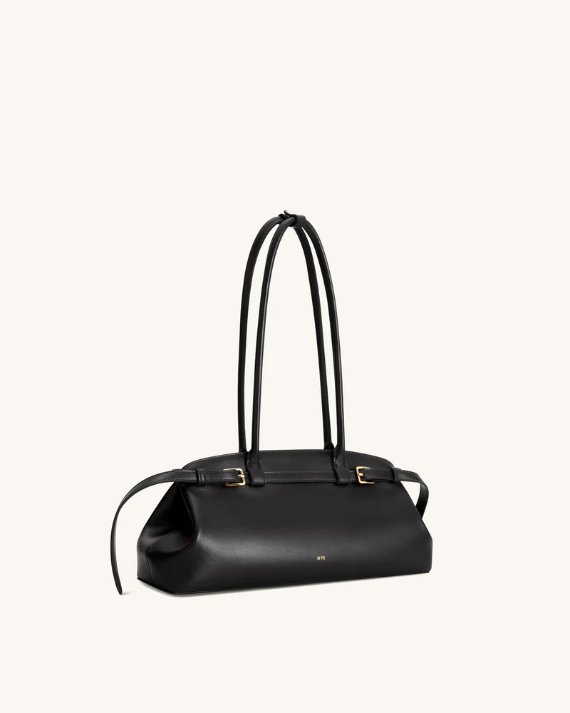 Arden East-West Schultertasche mit Gürteldetail - Schwarz