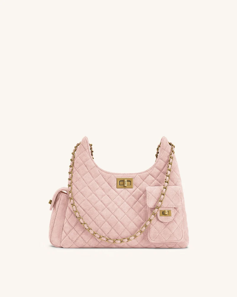 Vivian Gesteppte Schultertasche aus Wildlederimitat - Rosa
