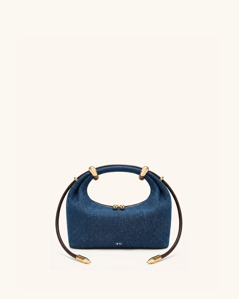 Ellie Henkeltasche mit Metallring-Verzierung - Blauer Denim