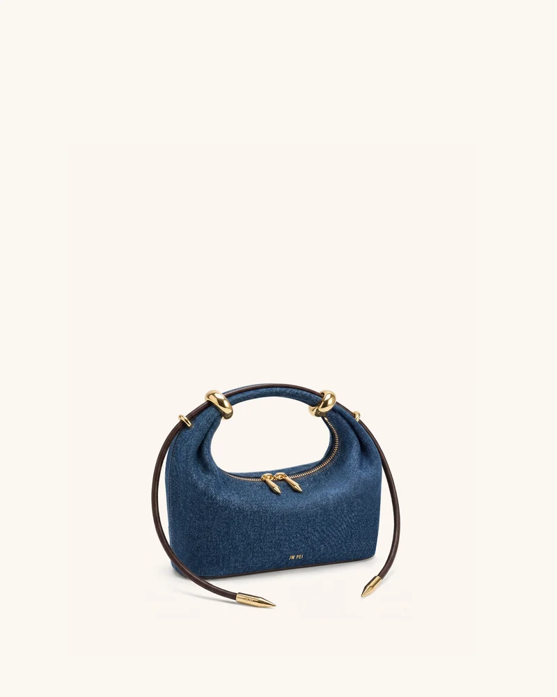 Ellie Henkeltasche mit Metallring-Verzierung - Blauer Denim