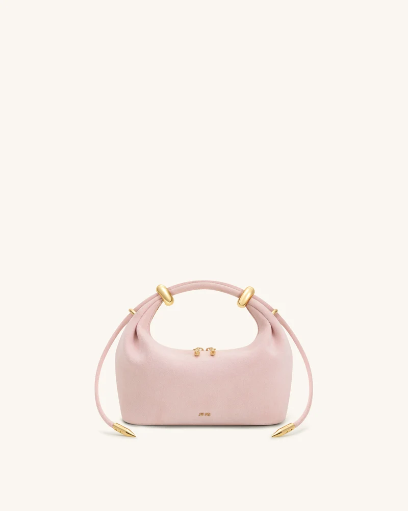 Ellie Henkeltasche aus Wildlederimitat mit Metallring-Verzierung - Pink