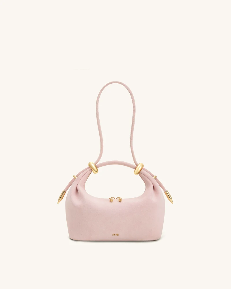 Ellie Henkeltasche aus Wildlederimitat mit Metallring-Verzierung - Pink