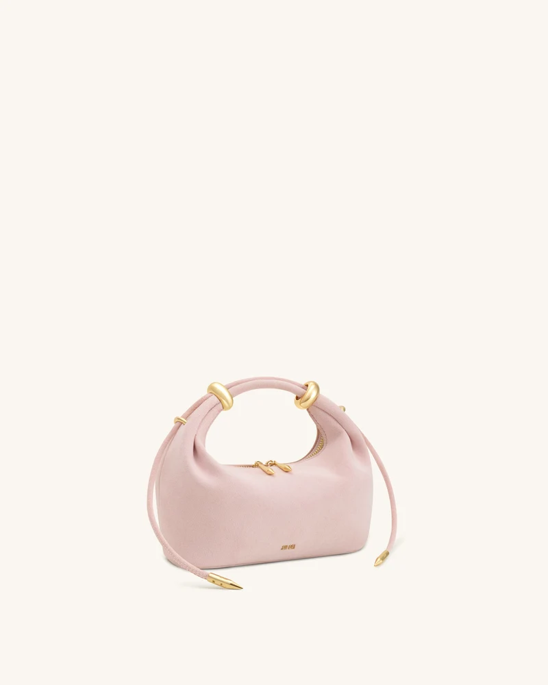 Ellie Henkeltasche aus Wildlederimitat mit Metallring-Verzierung - Pink