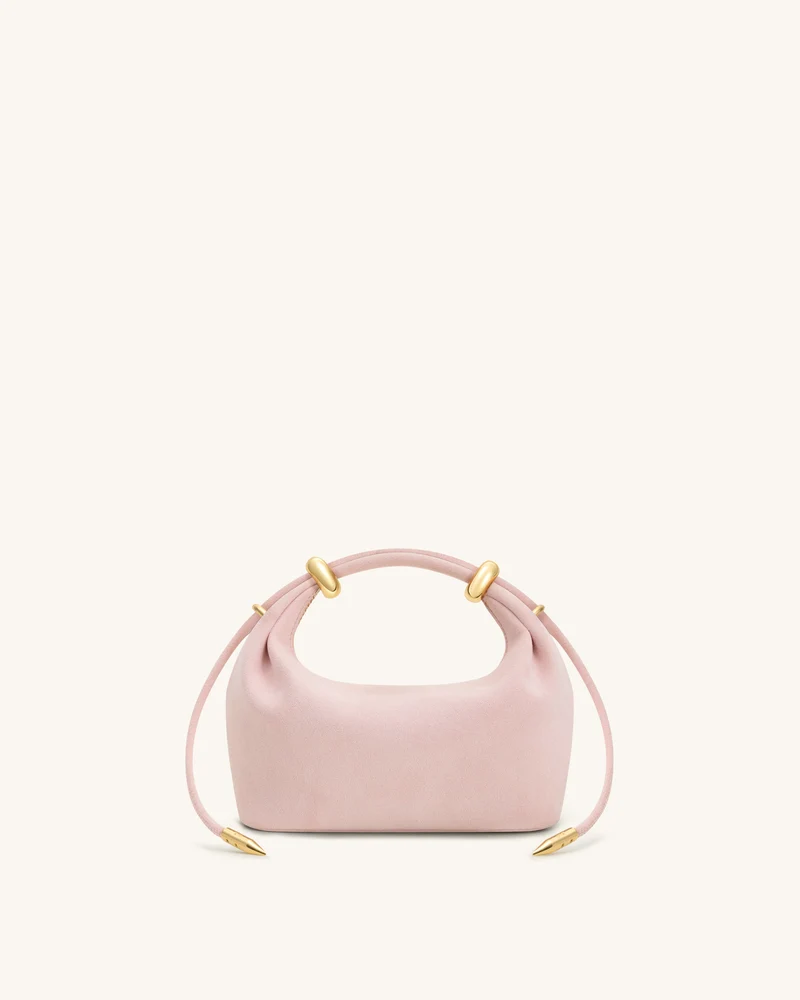 Ellie Henkeltasche aus Wildlederimitat mit Metallring-Verzierung - Pink