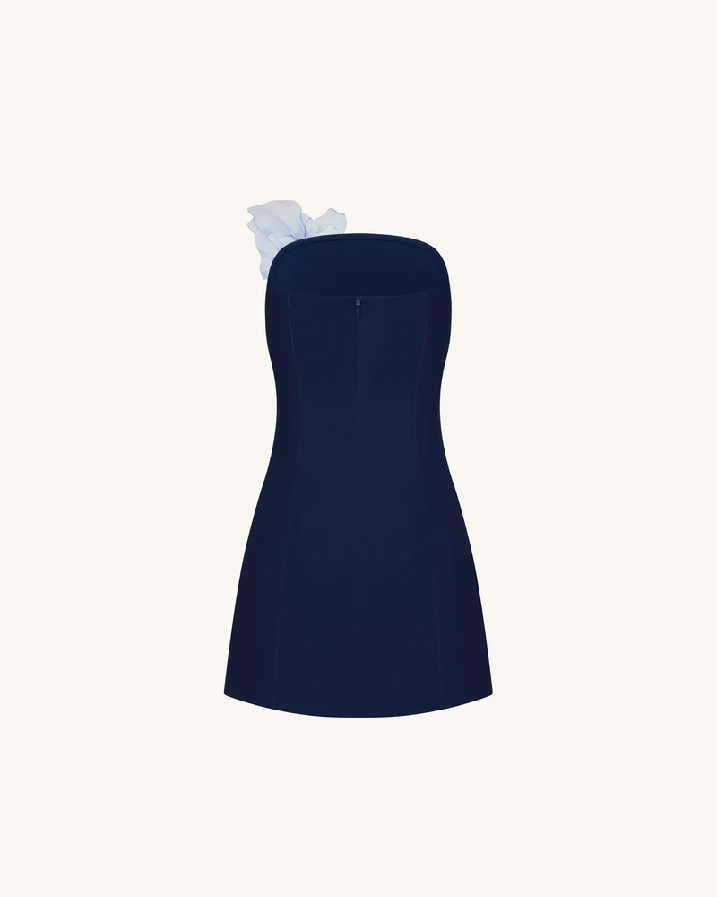 Geblümtes Minikleid - Marineblau