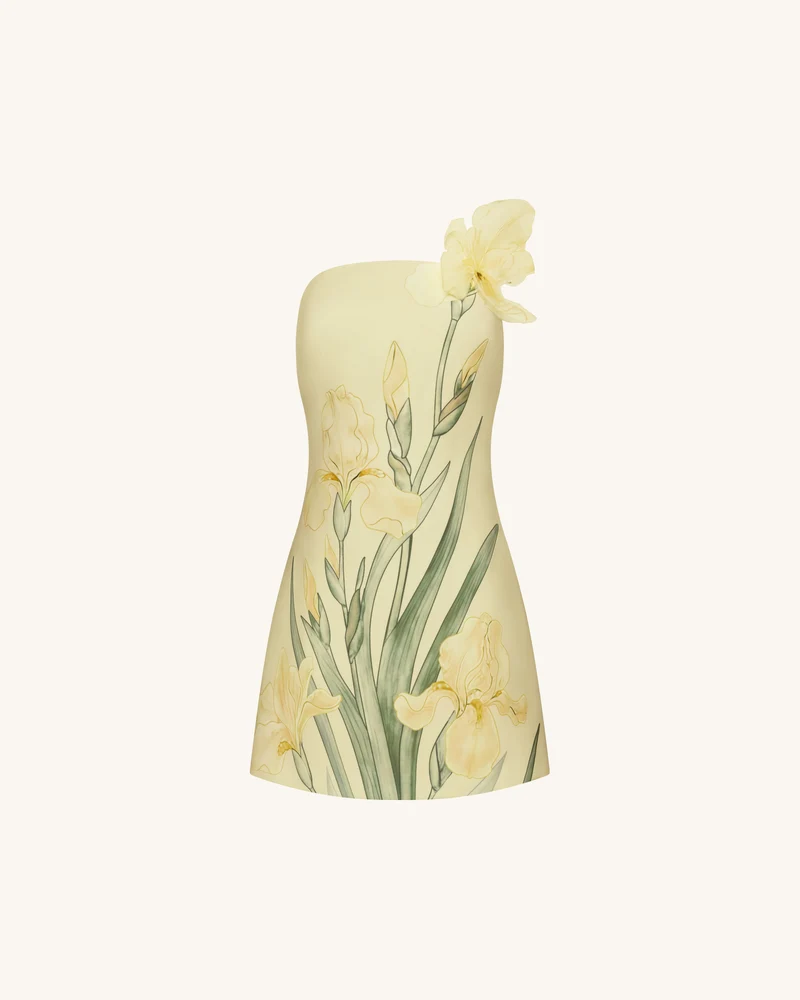 Geblümtes Minikleid - Gelb