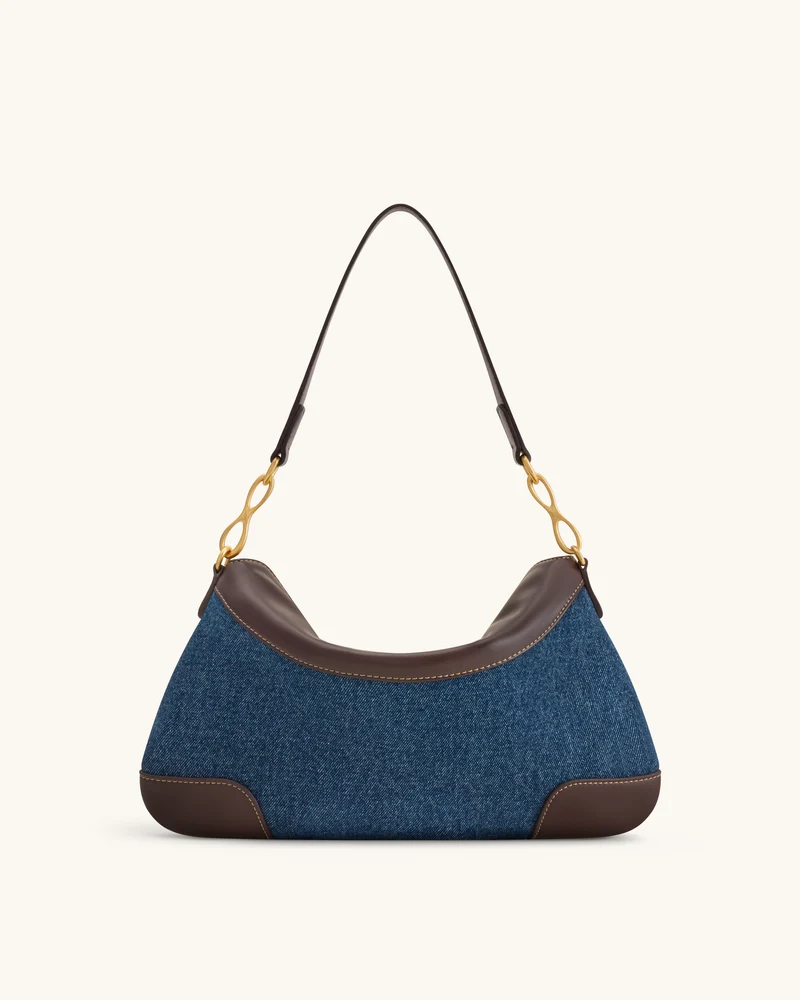 Jayla Schultertasche mit Metallanhänger - Blaues Denim