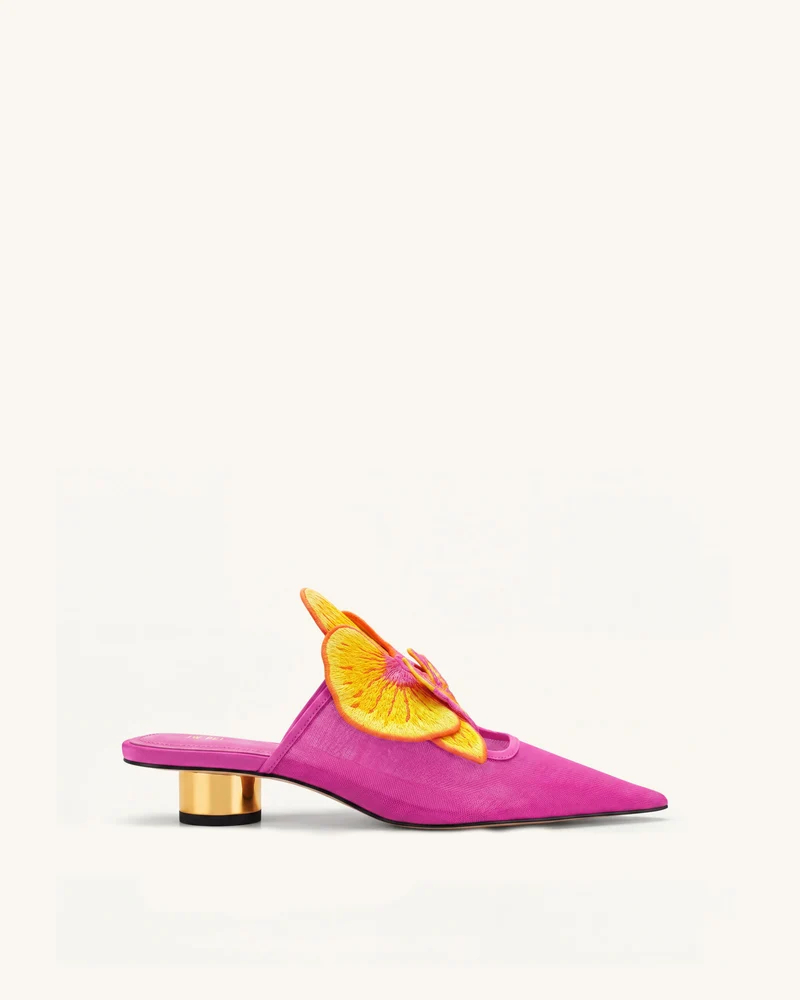 Helena Bestickte Mules mit Durchbrüchen - Rosenrot