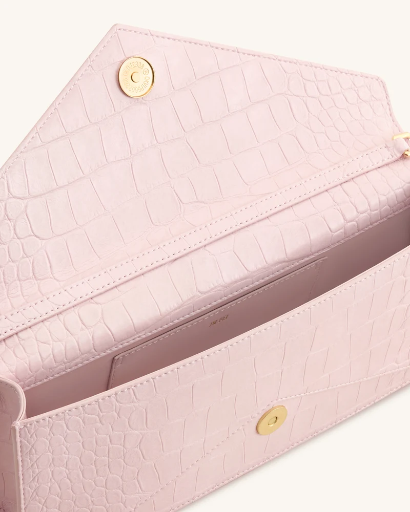 Celeste Envelope-Henkeltasche - Rosa Krokoprägung