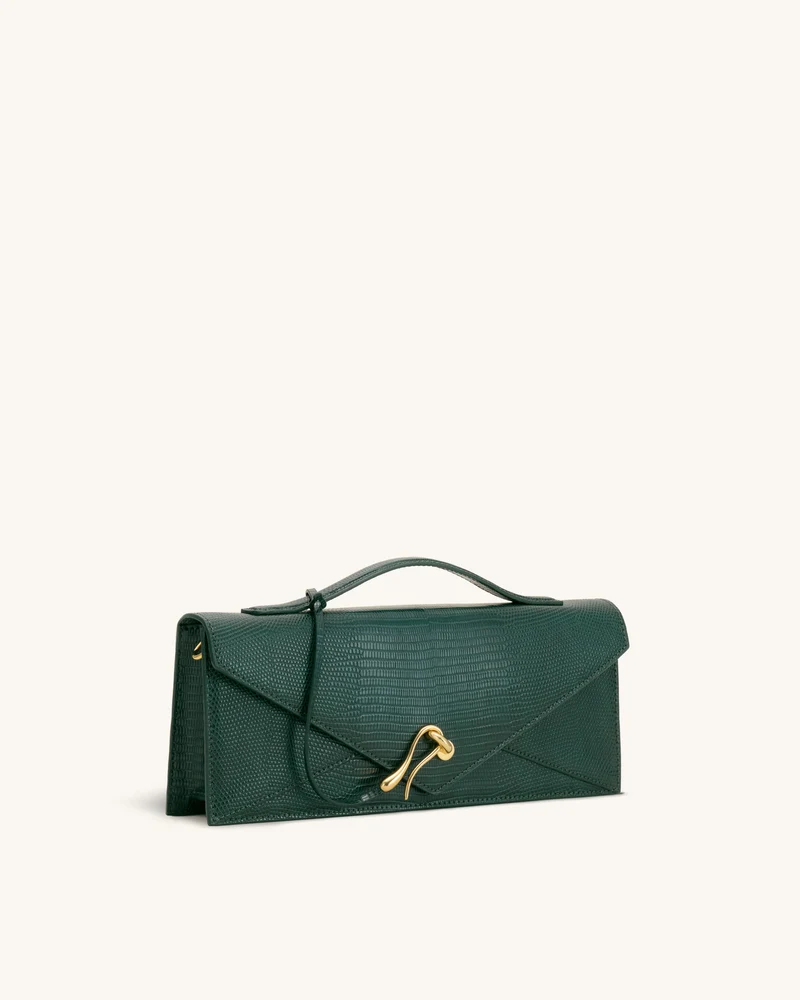 Celeste Envelope-Henkeltasche - Olivgrün mit Eidechsen-Struktur