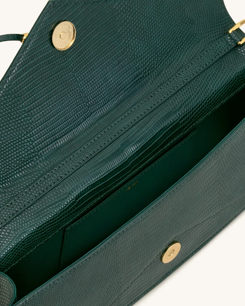 Celeste Envelope-Henkeltasche - Olivgrün mit Eidechsen-Struktur