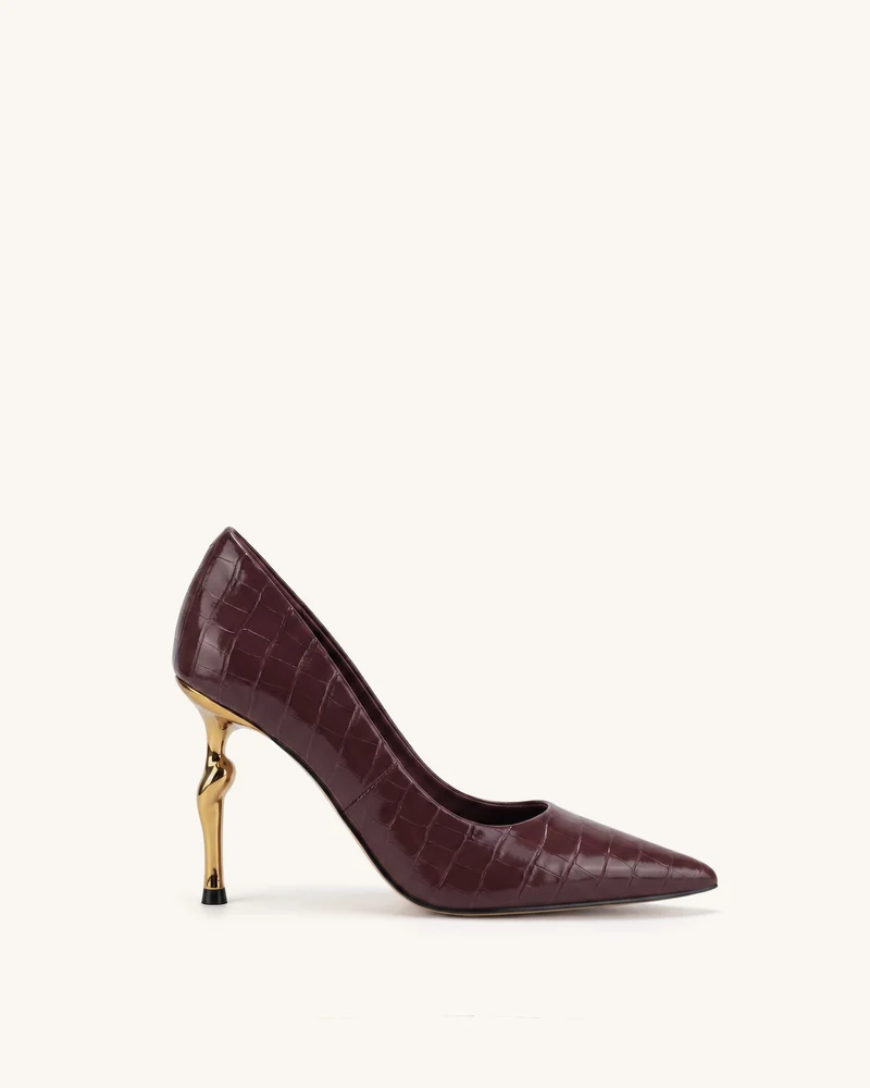Hazel Heels mit Krokoprägung - Burgund