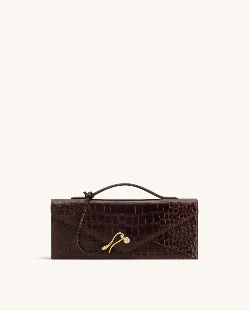 Celeste Umschlag-Henkeltasche - Dunkelbraunes Kroko