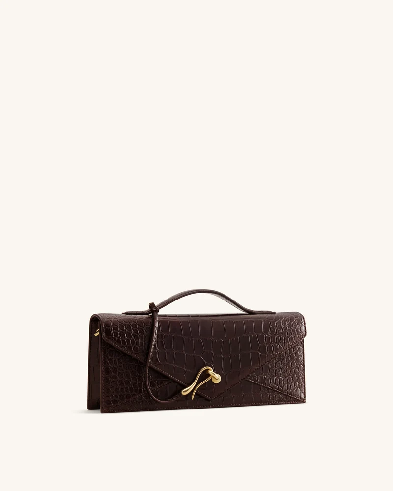 Celeste Umschlag-Henkeltasche - Dunkelbraunes Kroko