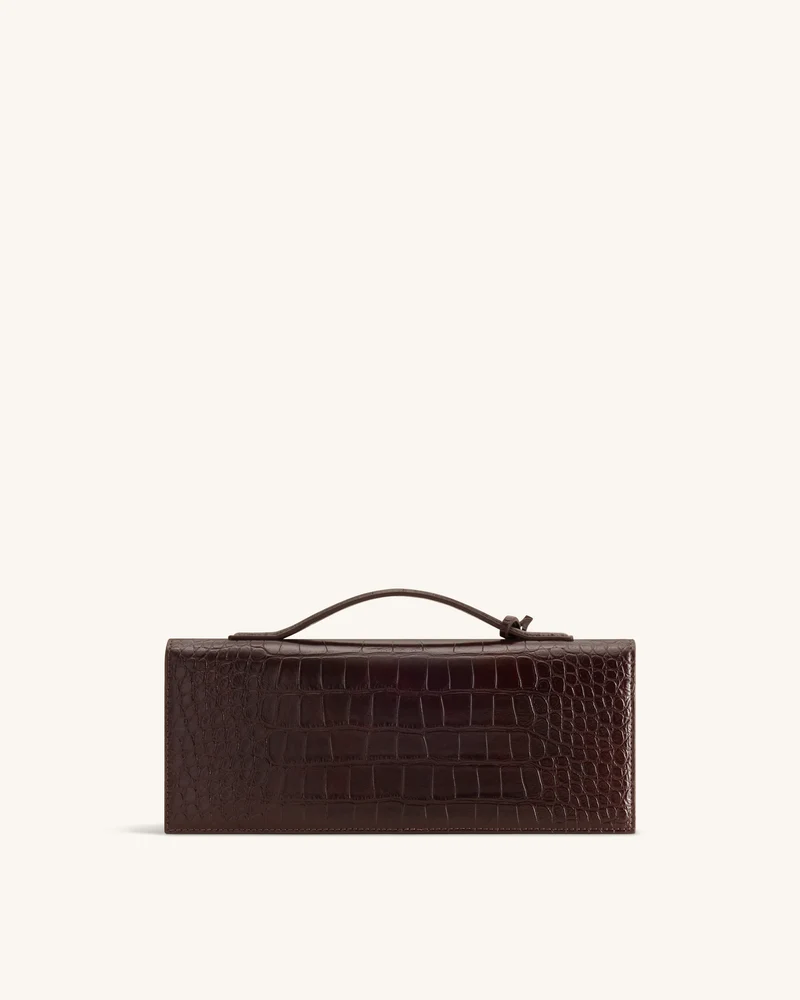 Celeste Umschlag-Henkeltasche - Dunkelbraunes Kroko