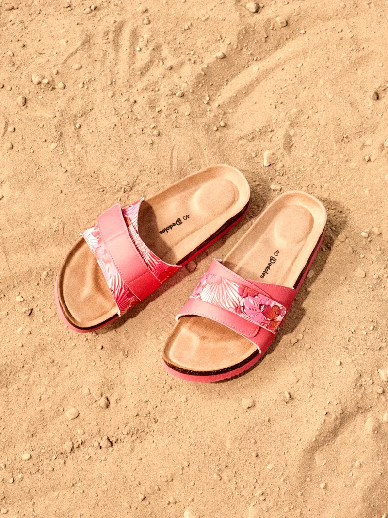 Korkpantoletten für Frauen Hibiskus