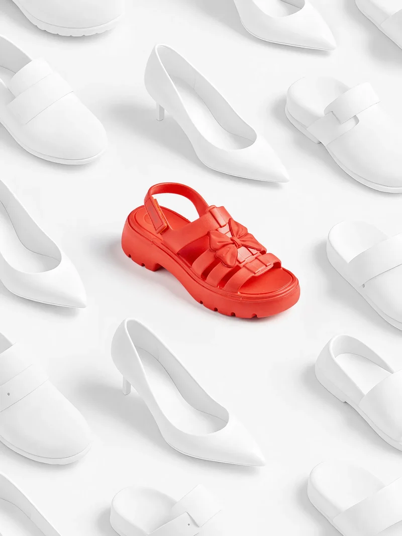Lebendiges Rot Eva Fisherman Sandalen für Damen