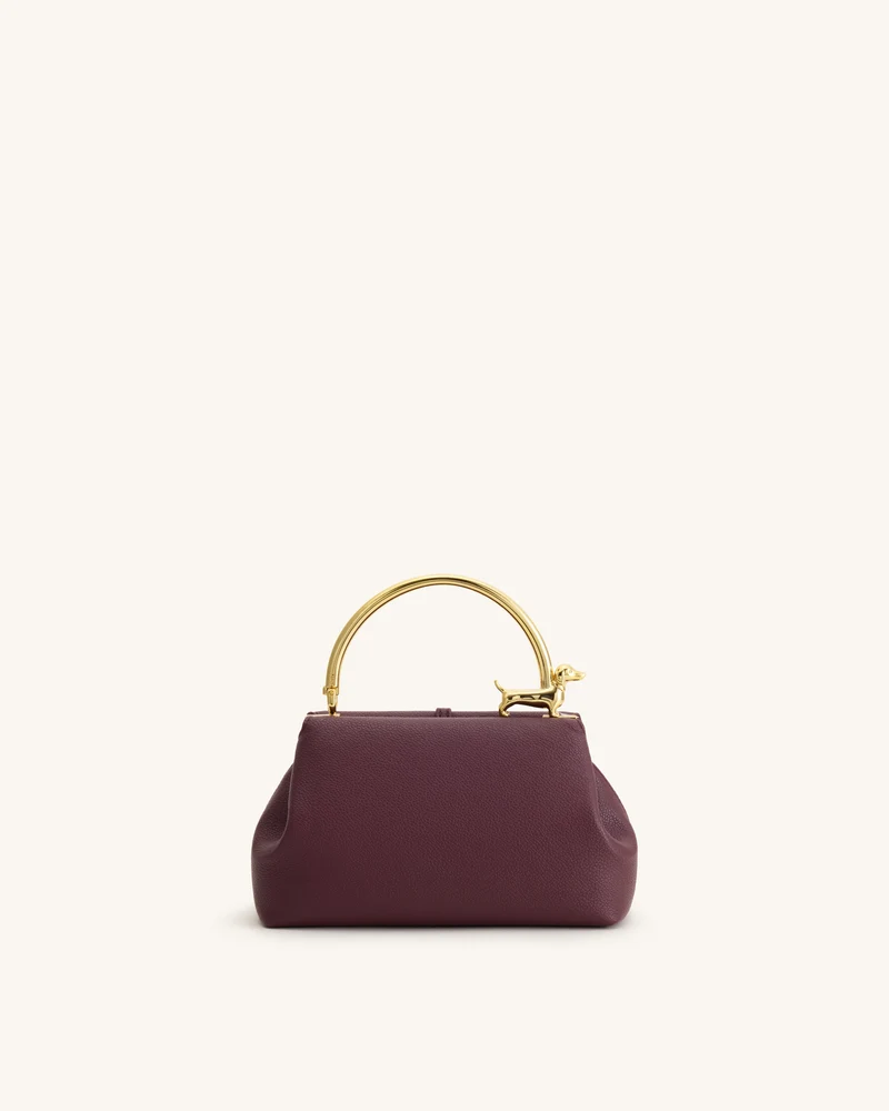 Bruna Henkeltasche mit Dackel-Metallgriff - Burgund