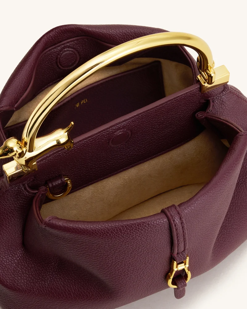 Bruna Henkeltasche mit Dackel-Metallgriff - Burgund