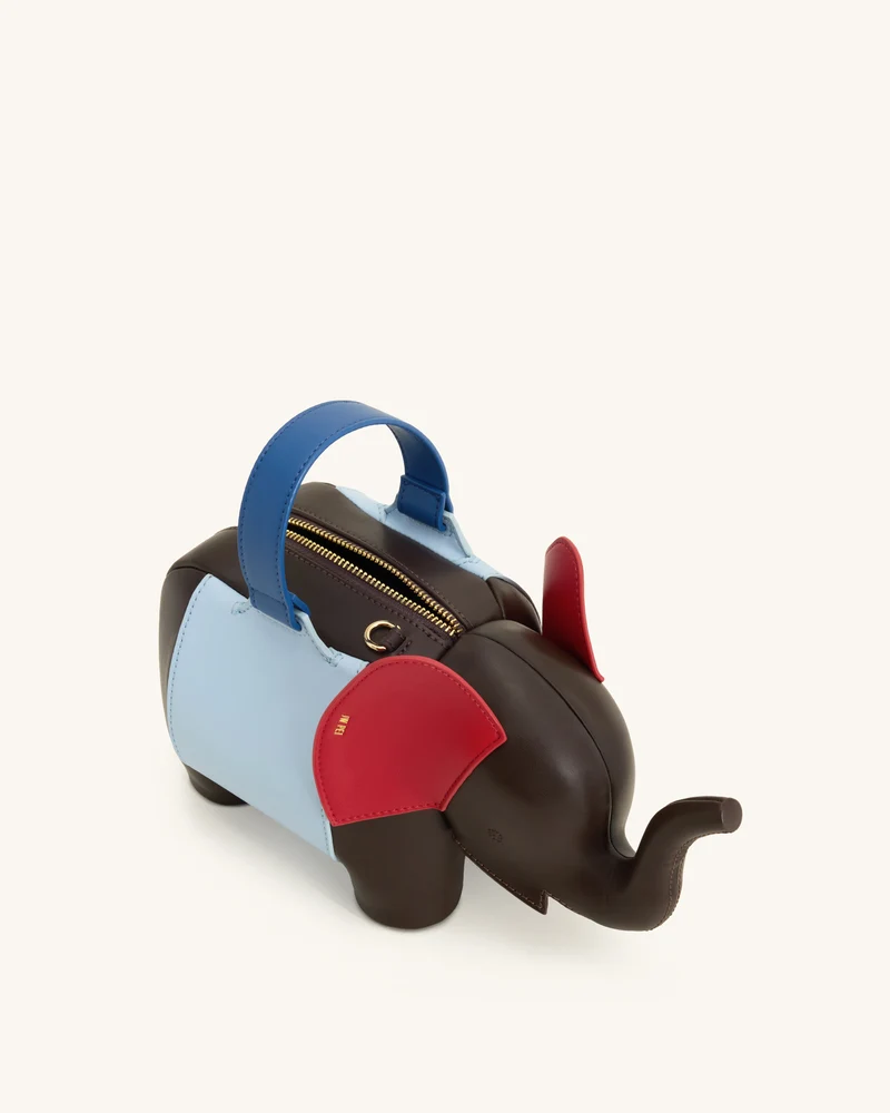 Claire Elefantenförmige Handtasche - Dunkelbraun/Blau