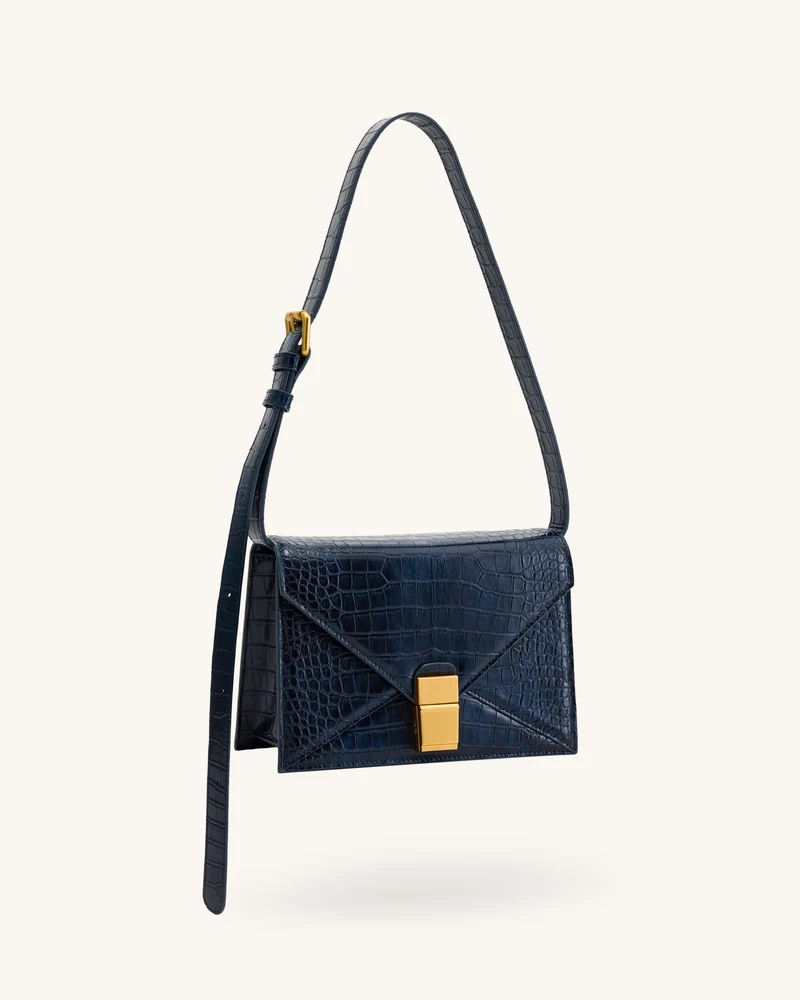 Clio Envelope-Umhängetasche - Navyblau in Krokoprägung