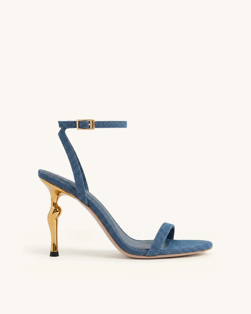 Alivia Sandalen mit goldfarbenem Metallabsatz - Denimblau