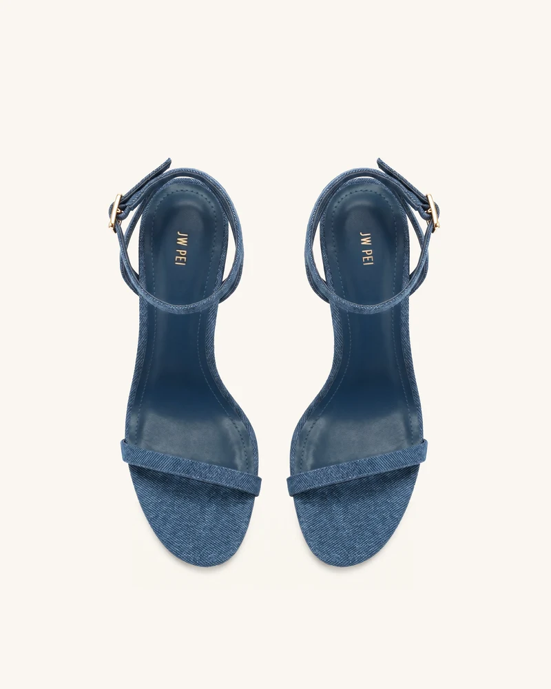 Alivia Sandalen mit goldfarbenem Metallabsatz - Denimblau