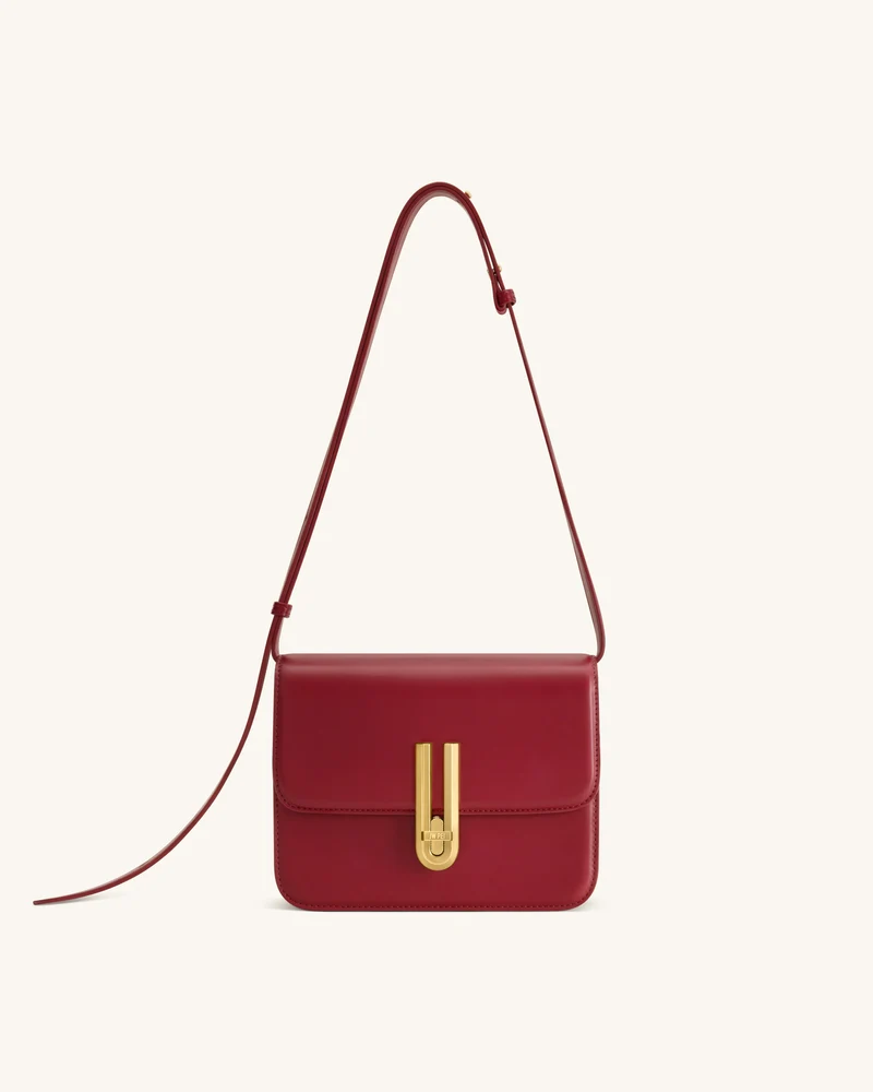 Evania Schultertasche mit Schloss-Detail - Rot
