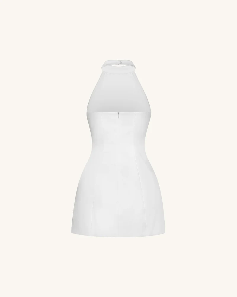 Florales 3D-Neckholder-Minikleid - Weiß