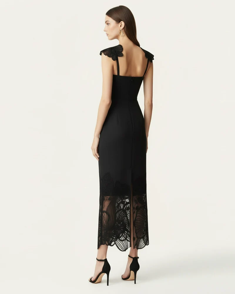 Orchid Besticktes Korsettkleid - Schwarz