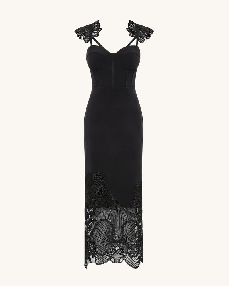 Orchid Besticktes Korsettkleid - Schwarz