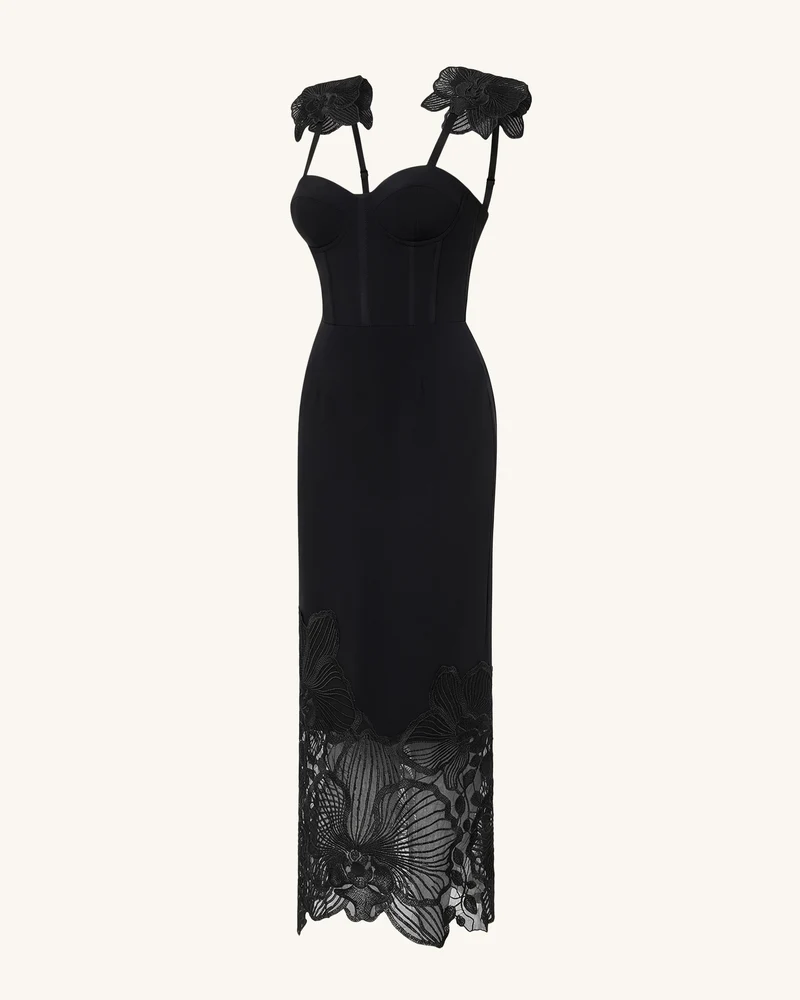 Orchid Besticktes Korsettkleid - Schwarz