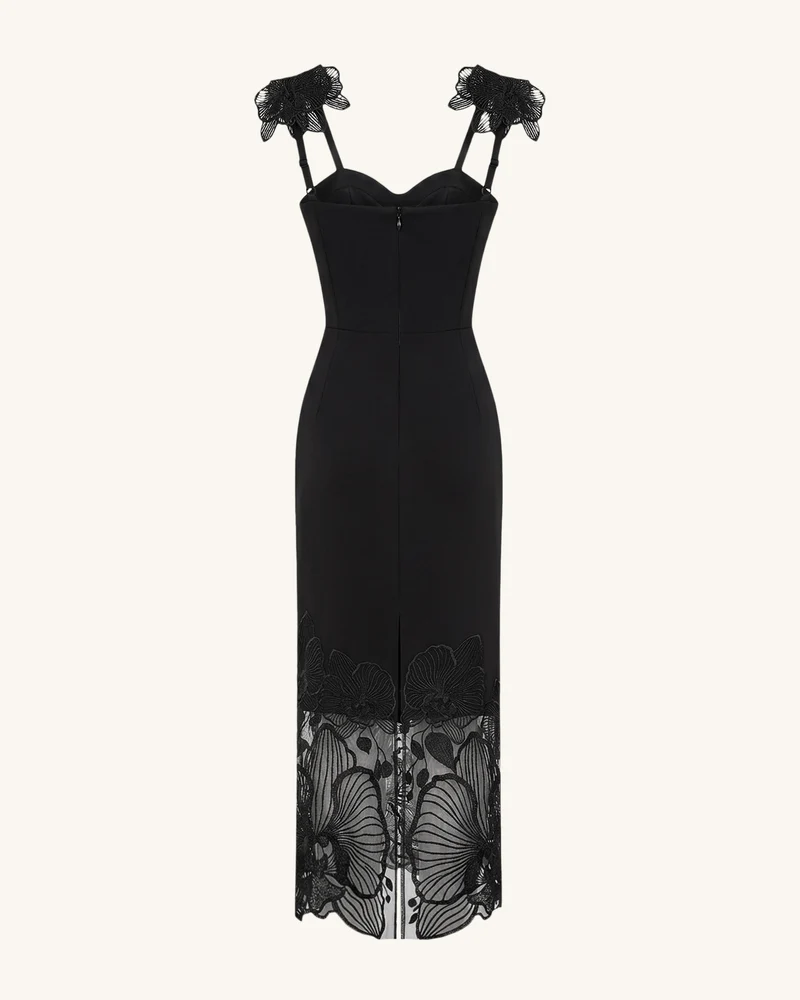 Orchid Besticktes Korsettkleid - Schwarz