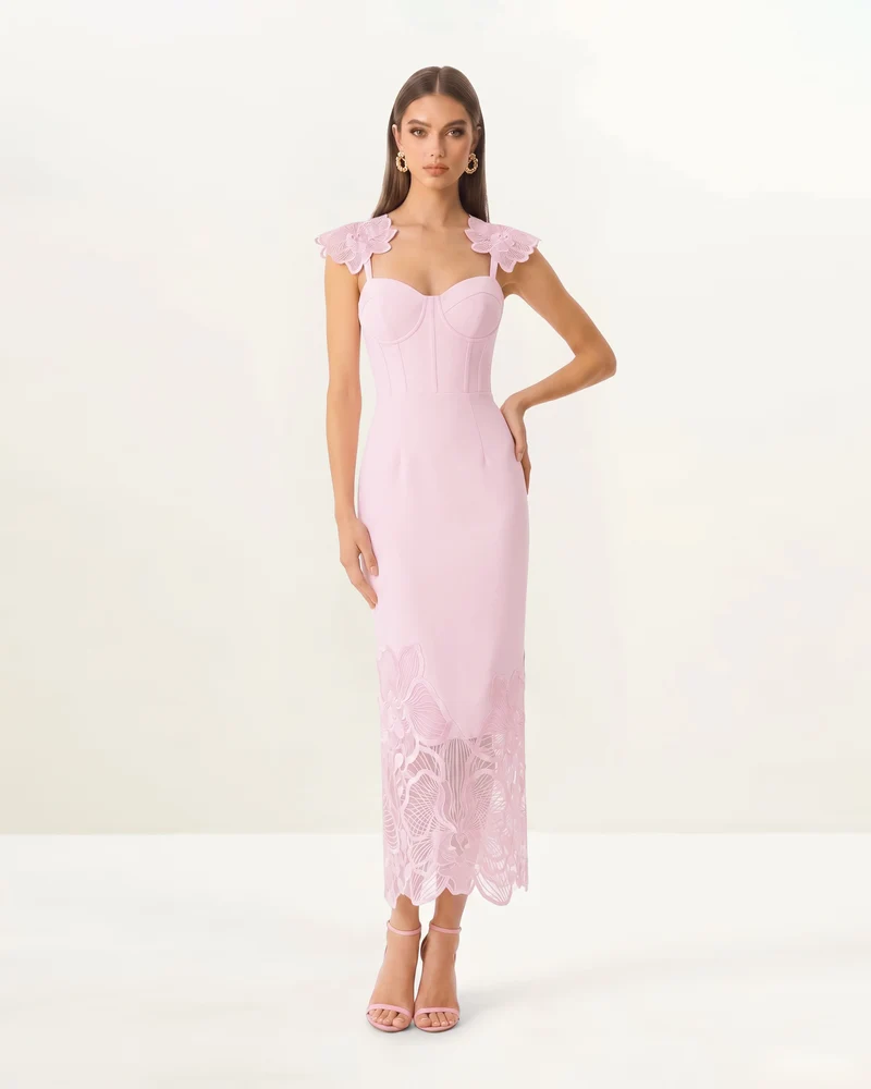 Orchid Besticktes Korsettkleid - Altrosa