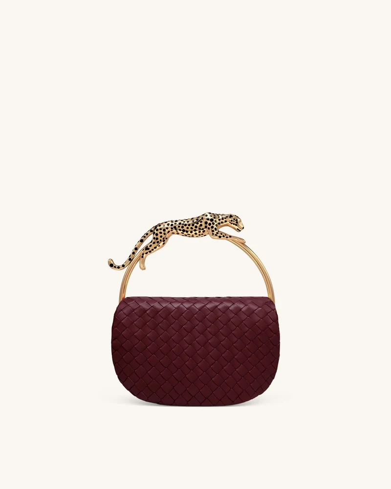 Ione Gewebte Henkeltasche in Leopardenform - Burgund
