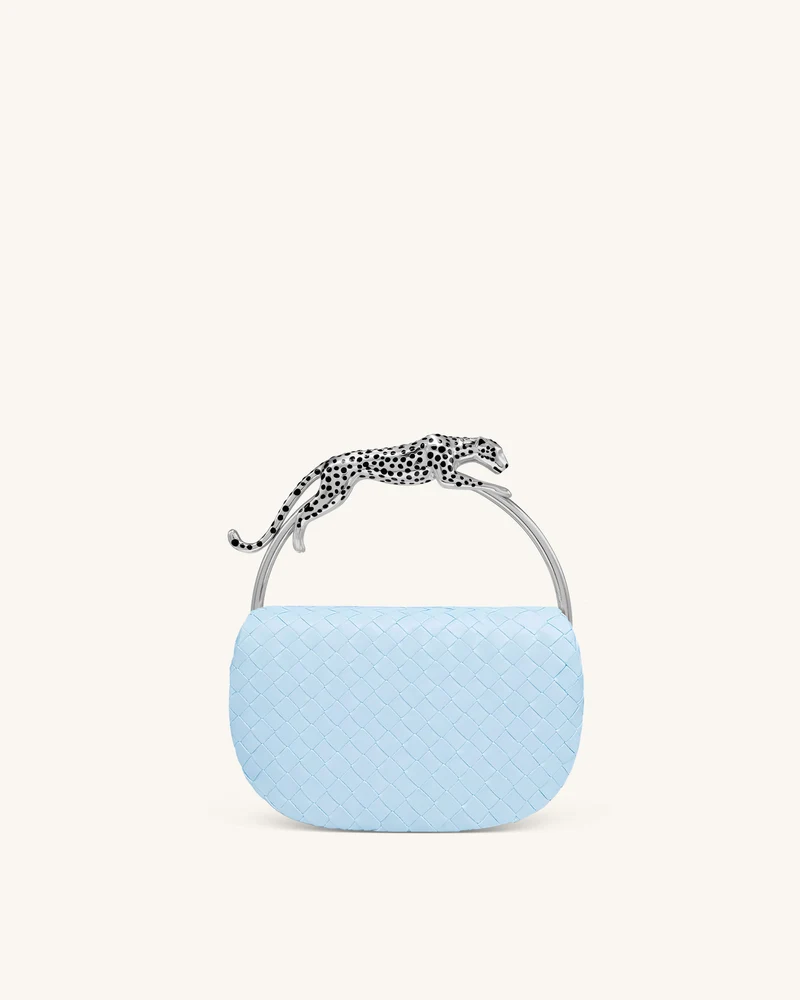 Ione Gewebte Henkeltasche in Leopardenform - Hellblau