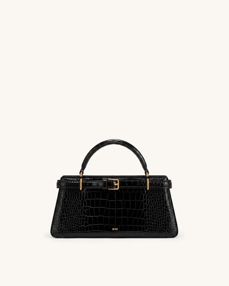 Elena Klassische Henkeltasche - Schwarzes Kroko