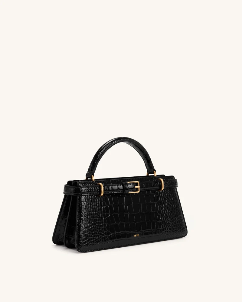 Elena Klassische Henkeltasche - Schwarzes Kroko