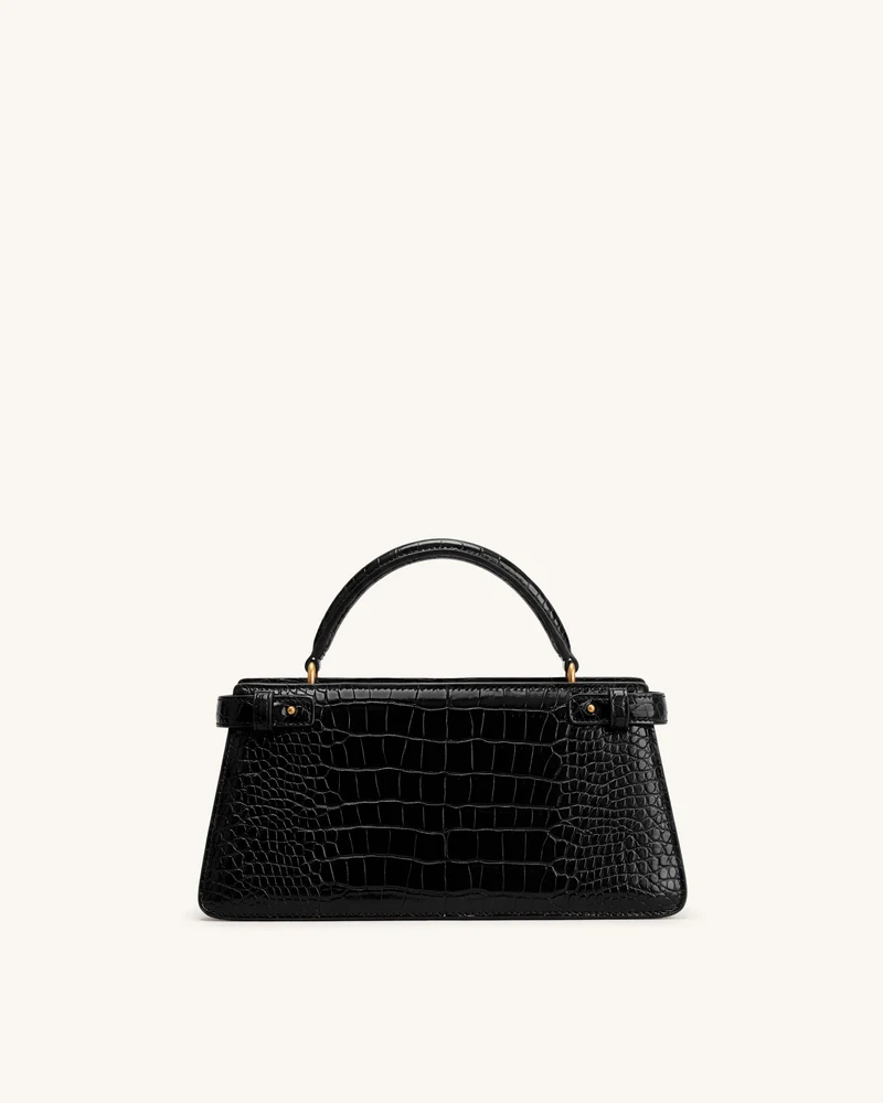 Elena Klassische Henkeltasche - Schwarzes Kroko