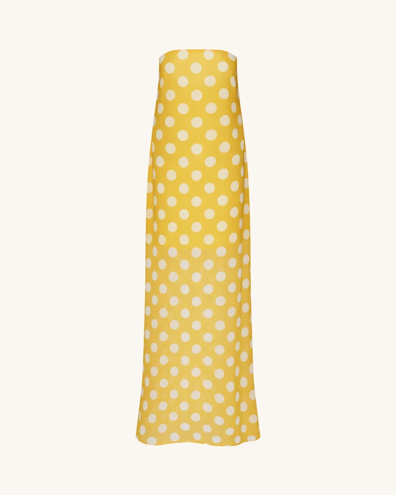 Trägerloses Maxikleid mit Polka-Dots - Gelb