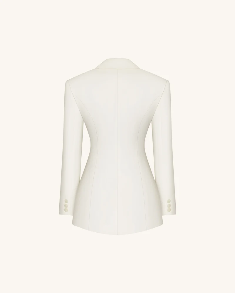 Sanduhr-Blazer mit Iris-Stickerei - Weiß