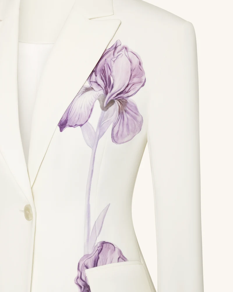 Sanduhr-Blazer mit Iris-Stickerei - Weiß