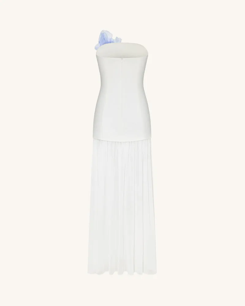 Trägerloses Maxikleid mit Blumenmuster-Mix - Elfenbein