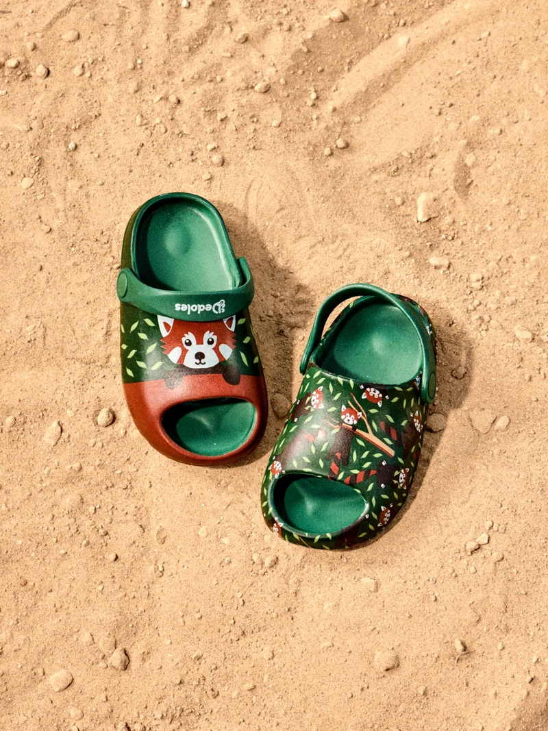 Lustige Baby-Clog-Sandalen mit dicker Sohle Roter Panda