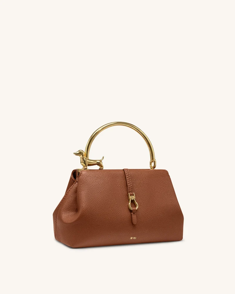 Bruna Dackel-Metallgriff-Henkeltasche - Braun